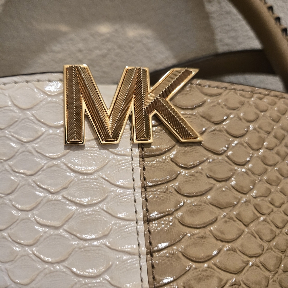 Michael Kors NWOT Karlie Small Two-Tone Snake Embossed Leather Crossbody Bag - Picture 6 of 15